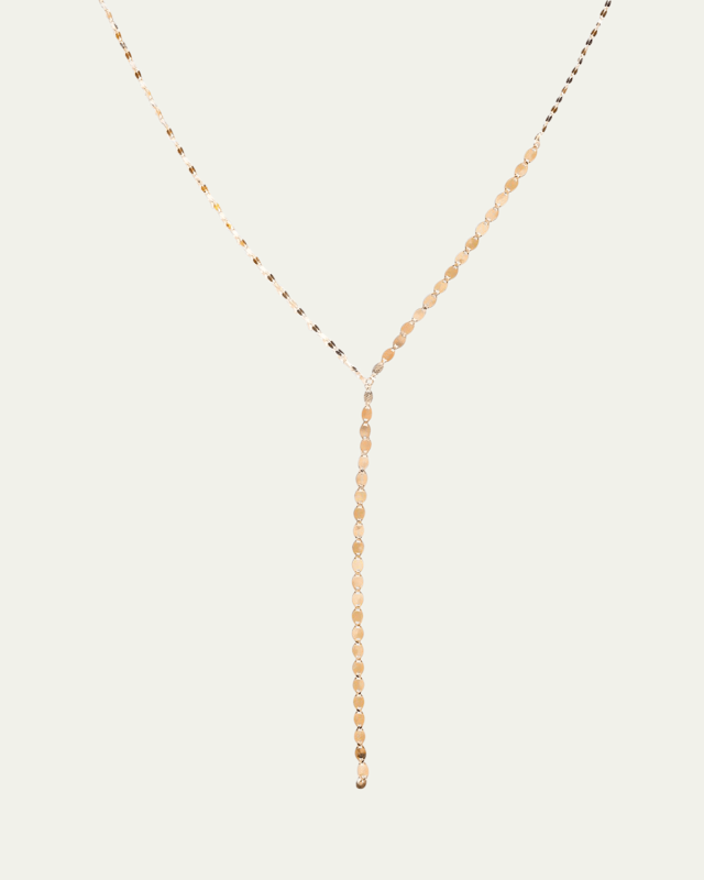 14K Gold Nude Lariat Disc Necklace